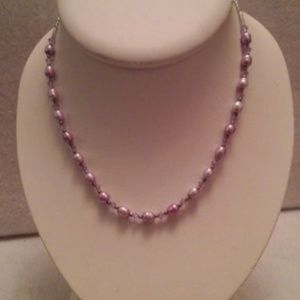 Moving -Necklace with Lavender Pearls and Crystals